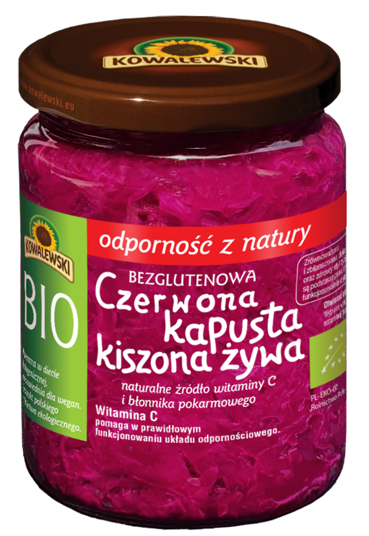 Kapusta czerwona kiszona żywa bezglutenowa BIO 540 ml